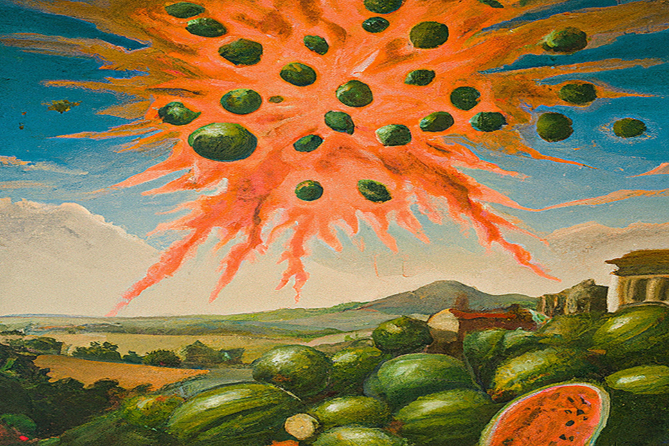 artwork for Zebulon Huset's poem The Great Fall of Watermelons